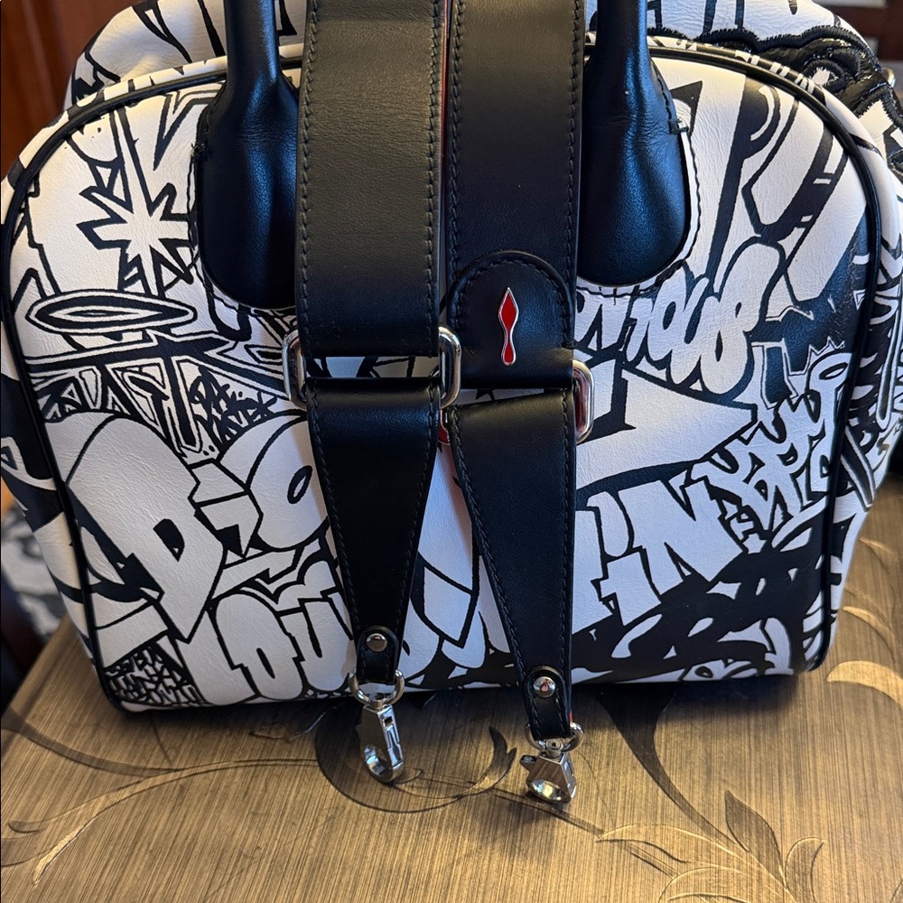 Christian Louboutin leather Black and White Graffiti Satchel - Picture 10 of 16